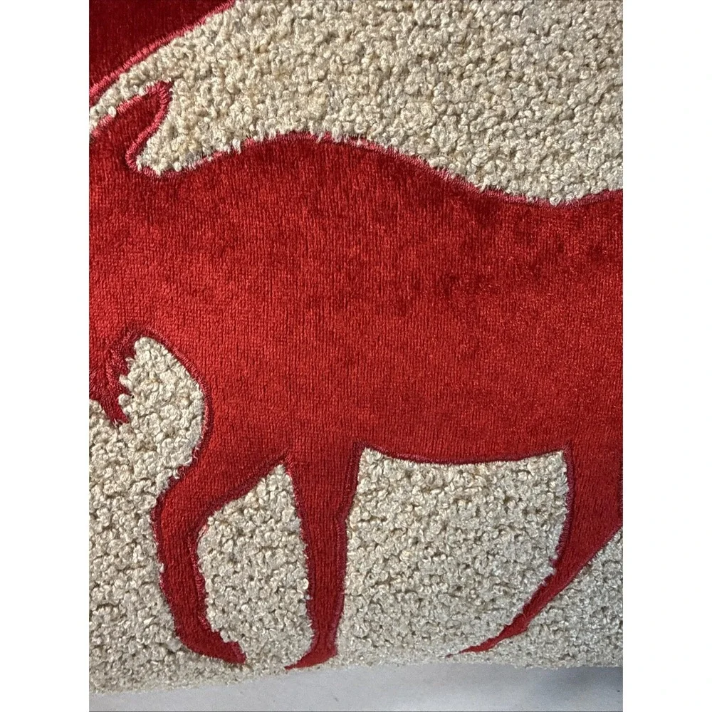 Secret Celebrity DownThrow Pillow Red Crushed Velvet Moose Red Rope Trim 18